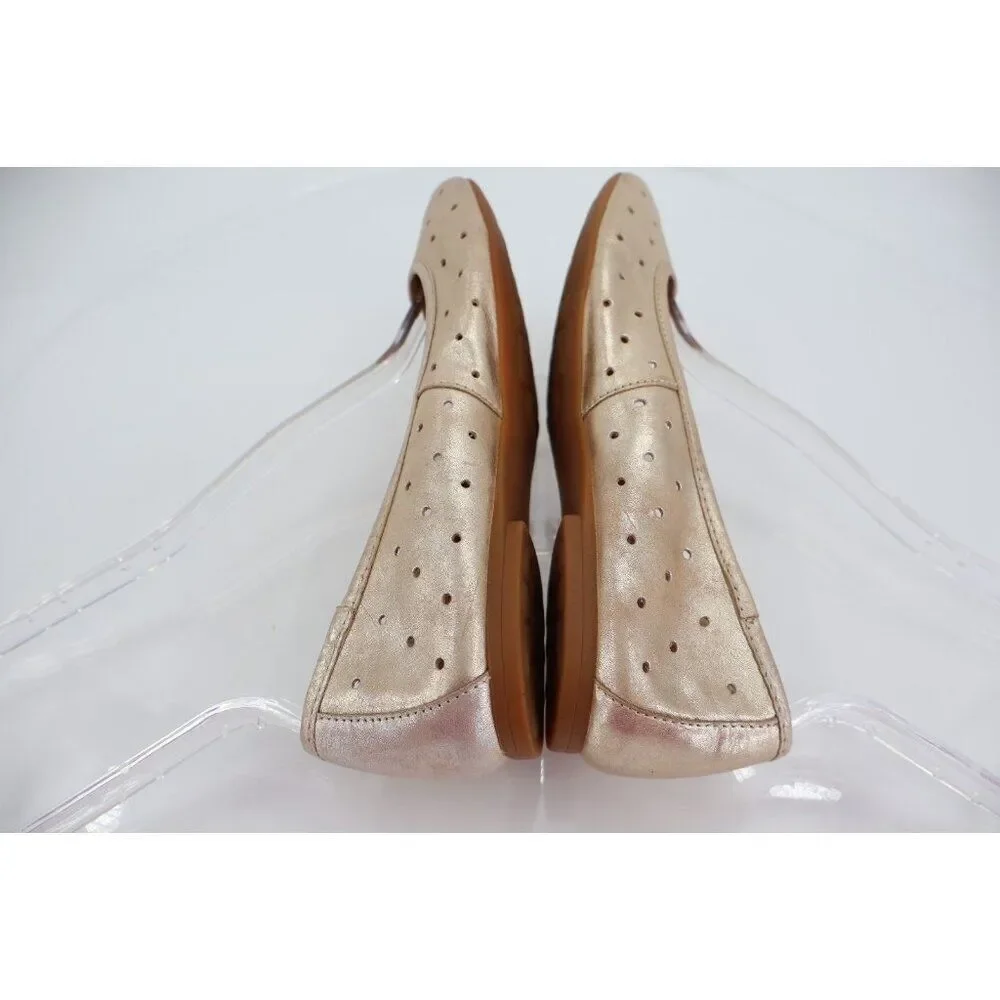 KORK-EASE Nessa Ballet Flat Round Toe Women's 7.5 Gold Leather Comfort Shoes